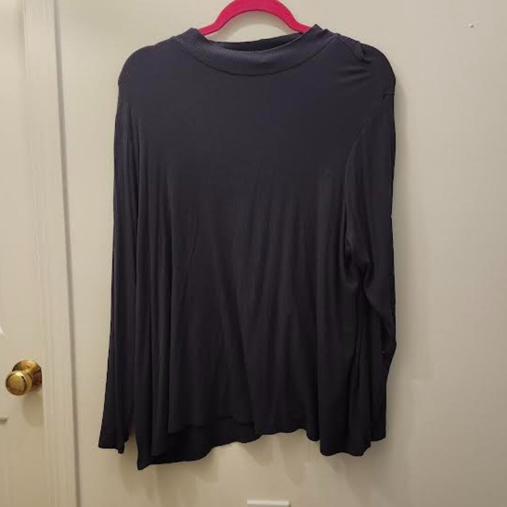 Gray Long Sleeve Tunic Mock Pullover Blouse